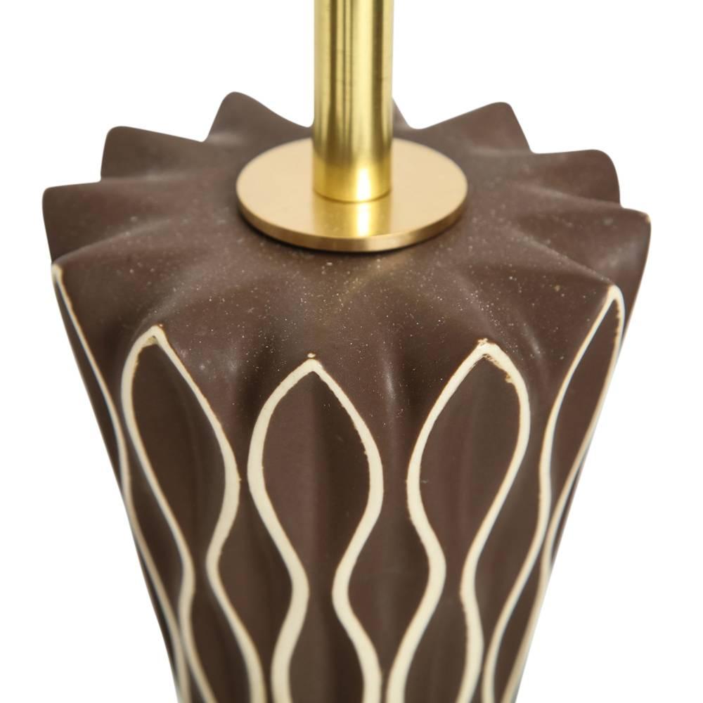 Gerald Thurston Table Lamps, Porcelain, Brass, Brown, White, Honeycomb 2