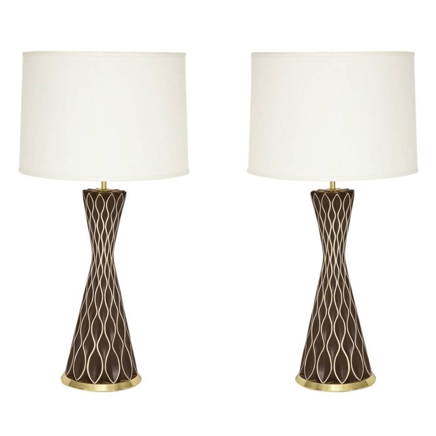 Gerald Thurston Lamps Porcelain Brown Brass For Sale At 1stdibs