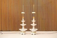 Gerald Thurston Tall Ceramic Tiered Lamps, a Pair