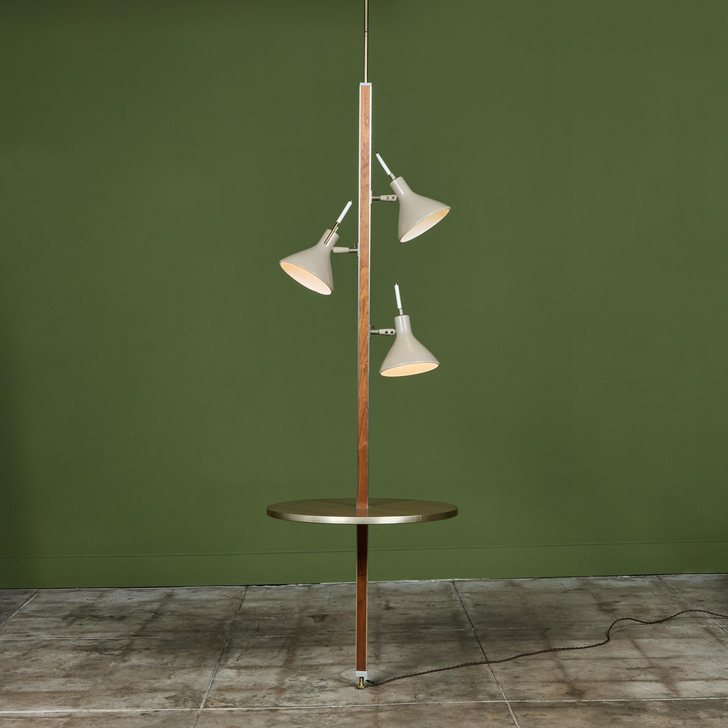 American Gerald Thurston Three-Shade Tension Pole Floor Lamp for Lightolier For Sale