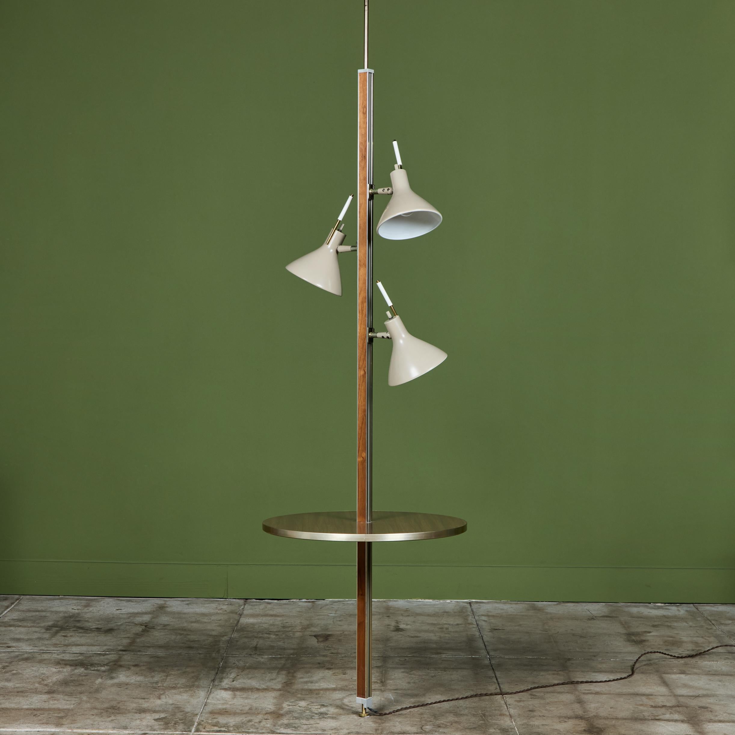 20th Century Gerald Thurston Three-Shade Tension Pole Floor Lamp for Lightolier For Sale