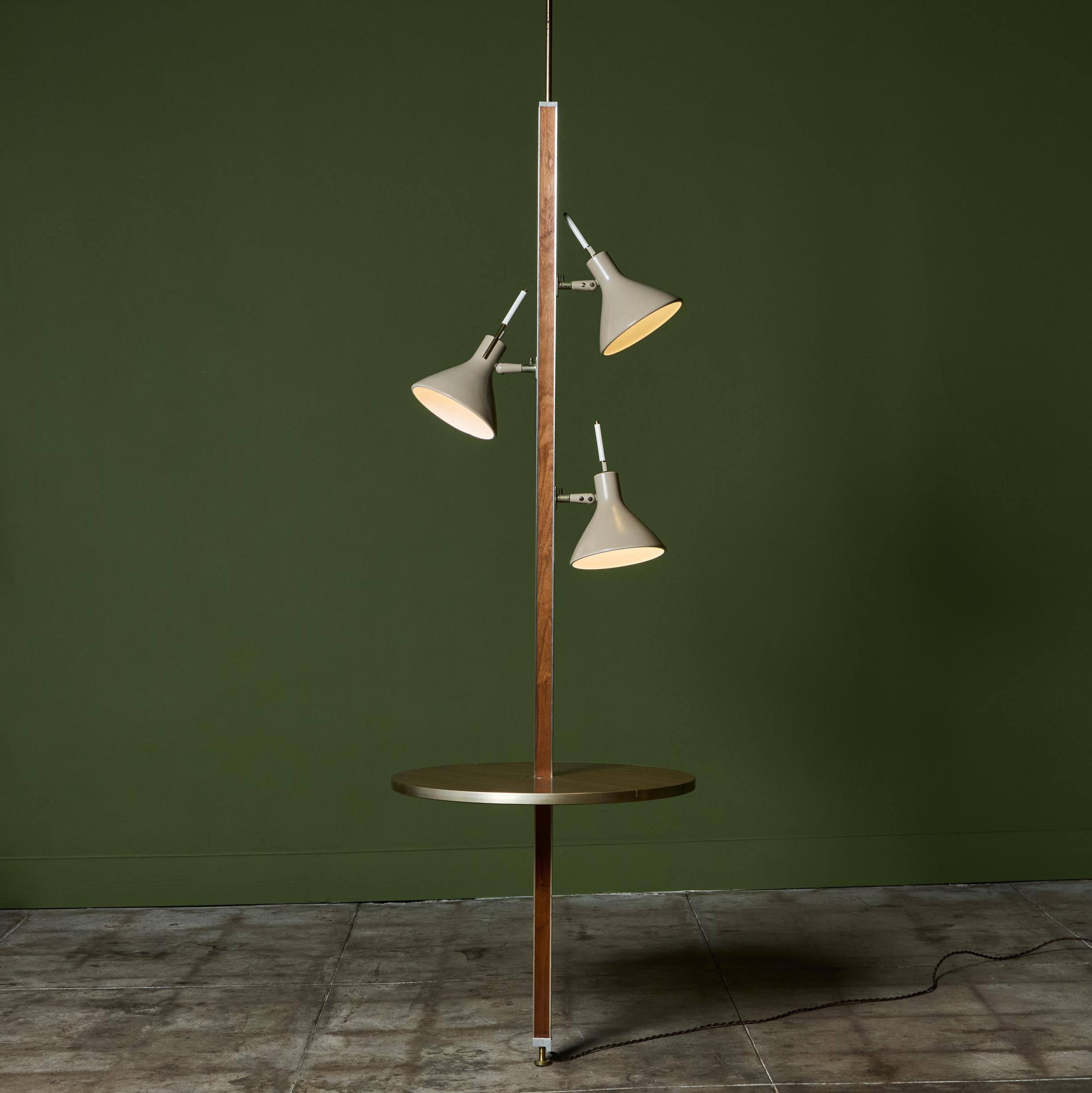 Gerald Thurston Three-Shade Tension Pole Floor Lamp for Lightolier For Sale 1