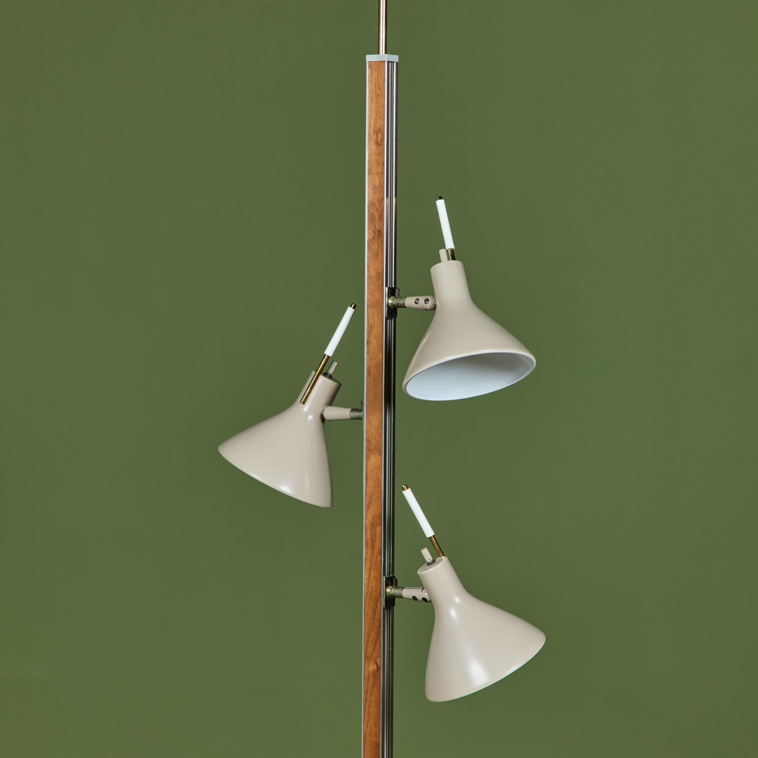 Gerald Thurston Three-Shade Tension Pole Floor Lamp for Lightolier For Sale 2