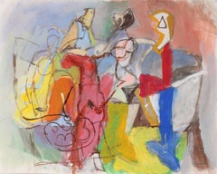 Bright Abstracted Figures in Gouache, Circa 1970s