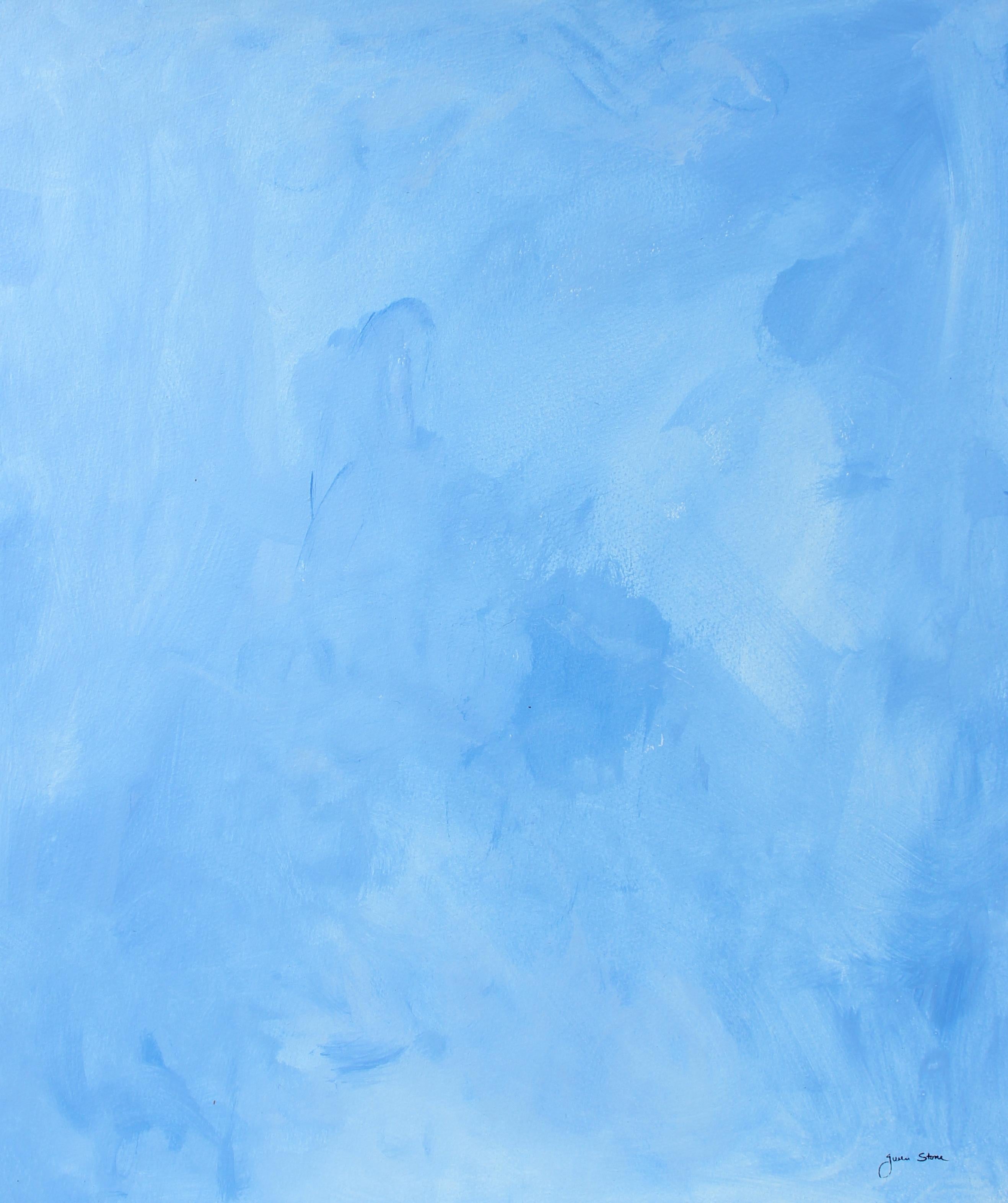 Baby Blue Abstract in Gouache Mid-Late 20th Century  - Painting by Gerald Wasserman