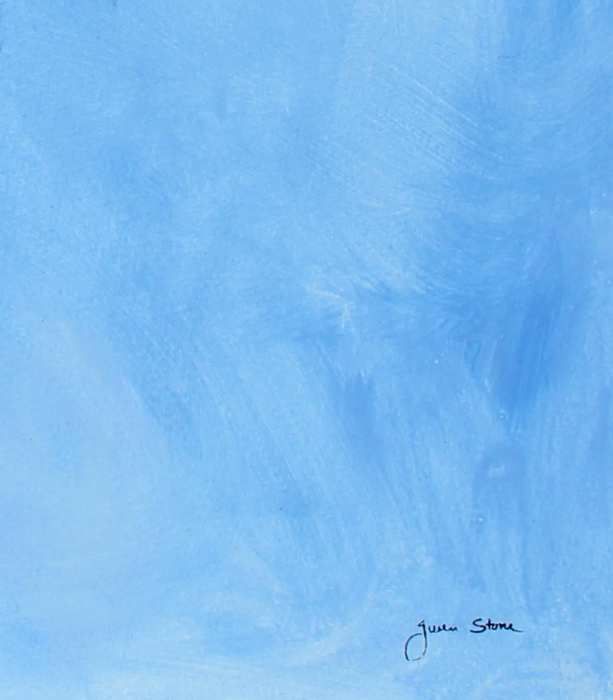 Gerald Wasserman Abstract Painting - Baby Blue Abstract in Gouache Mid-Late 20th Century 