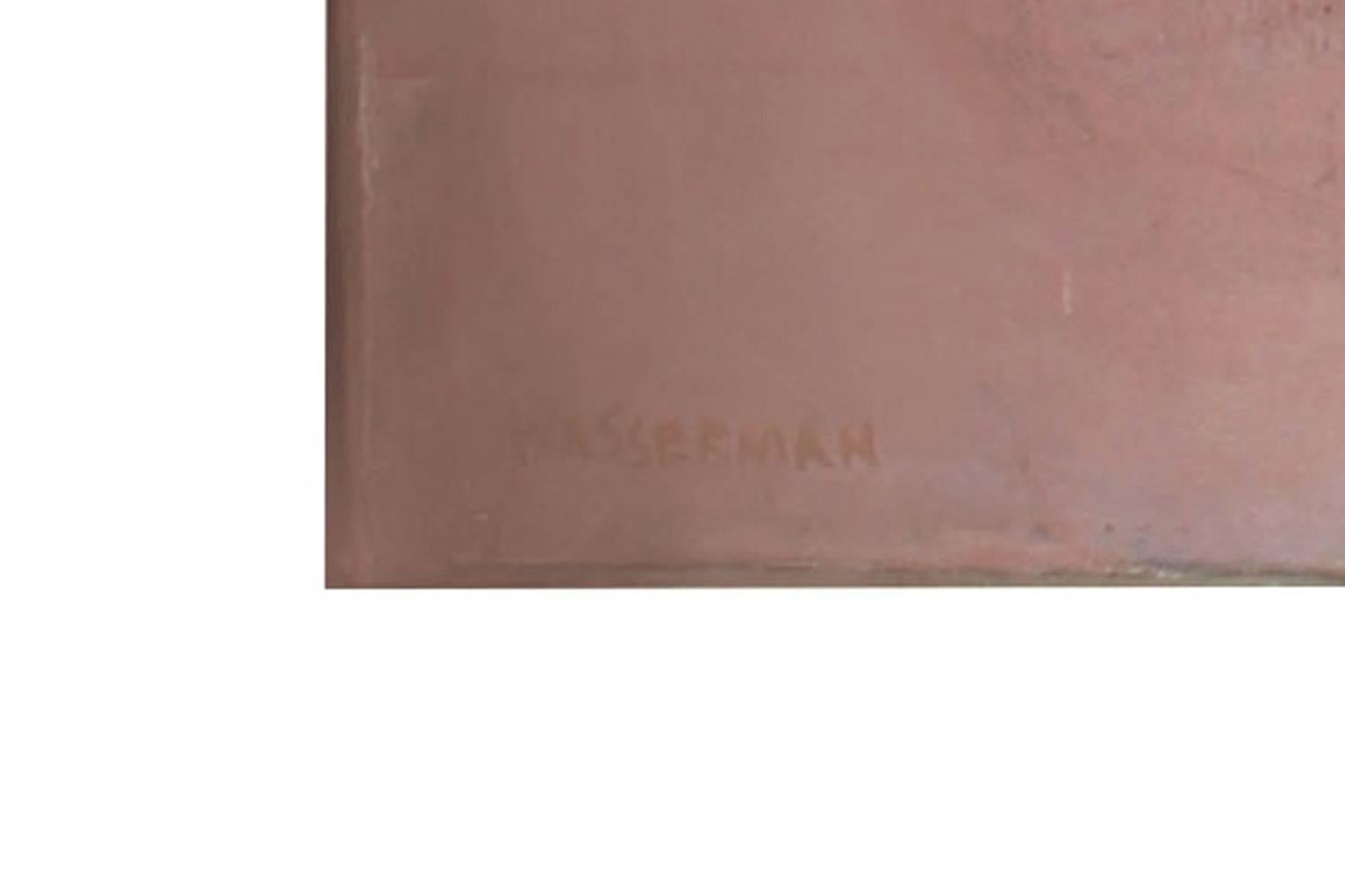 Large Abstract Oil Painting in Pink, Circa 1970 - Brown Abstract Painting by Gerald Wasserman
