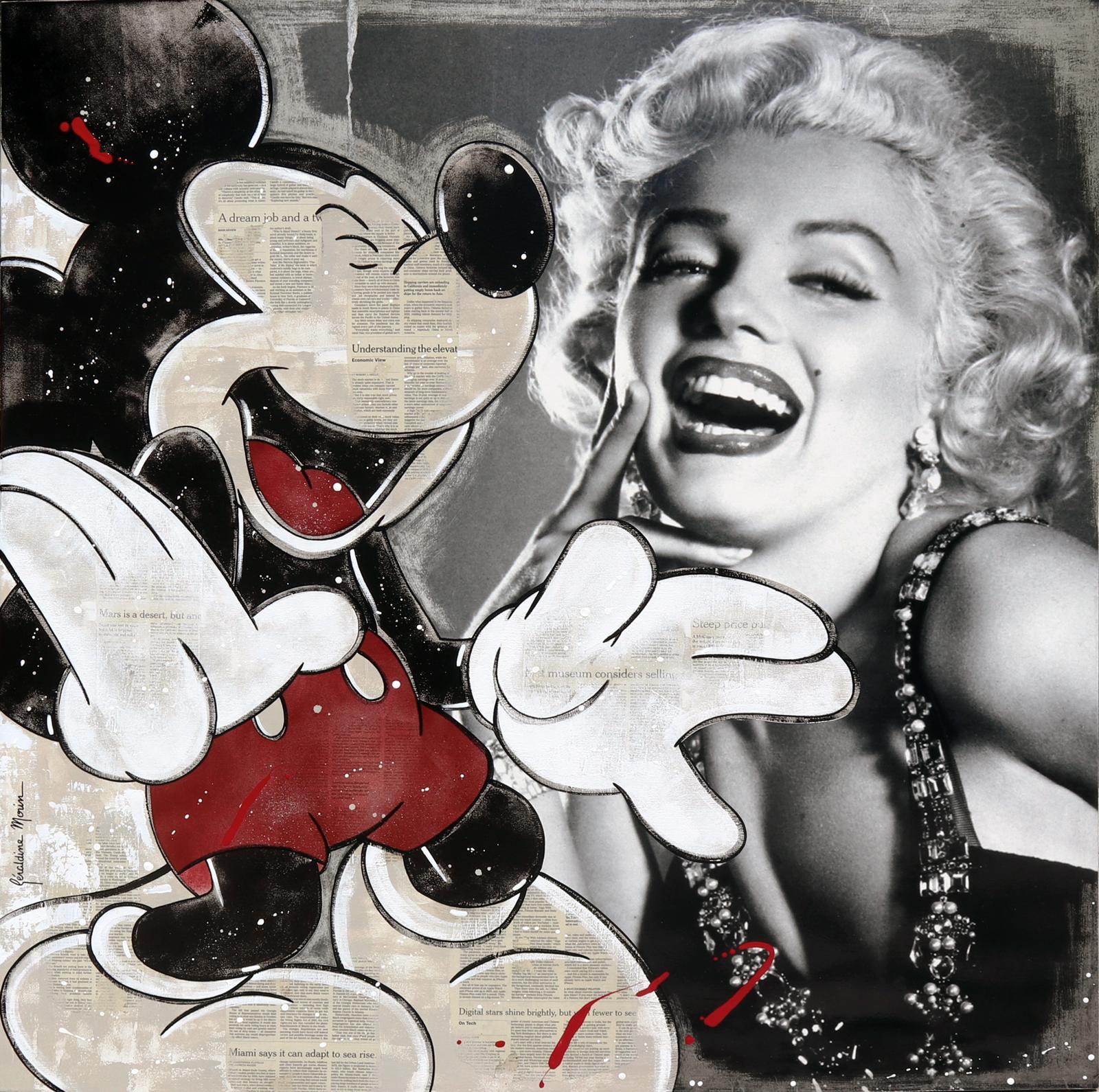 Figurative Painting Geraldine Morin - Marilyn et Mickey rire (en anglais)