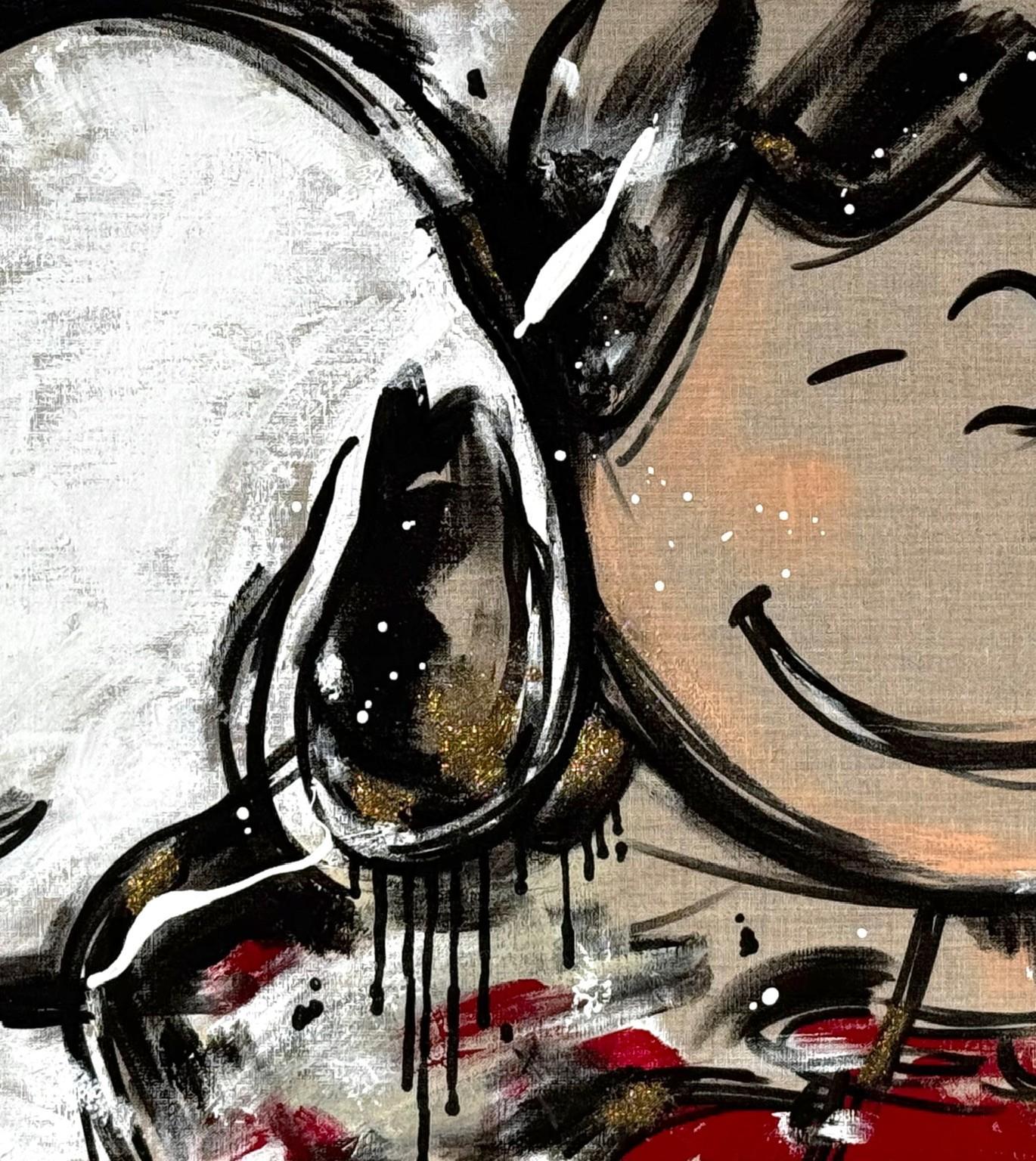 SNOOPY (Grau), Animal Painting, von Geraldine Morin