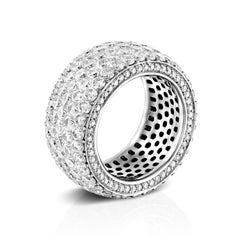 Geraldo 11,55 Karat 5 Row Diamant-Weißgold-Ring mit unsichtbarer Fassung