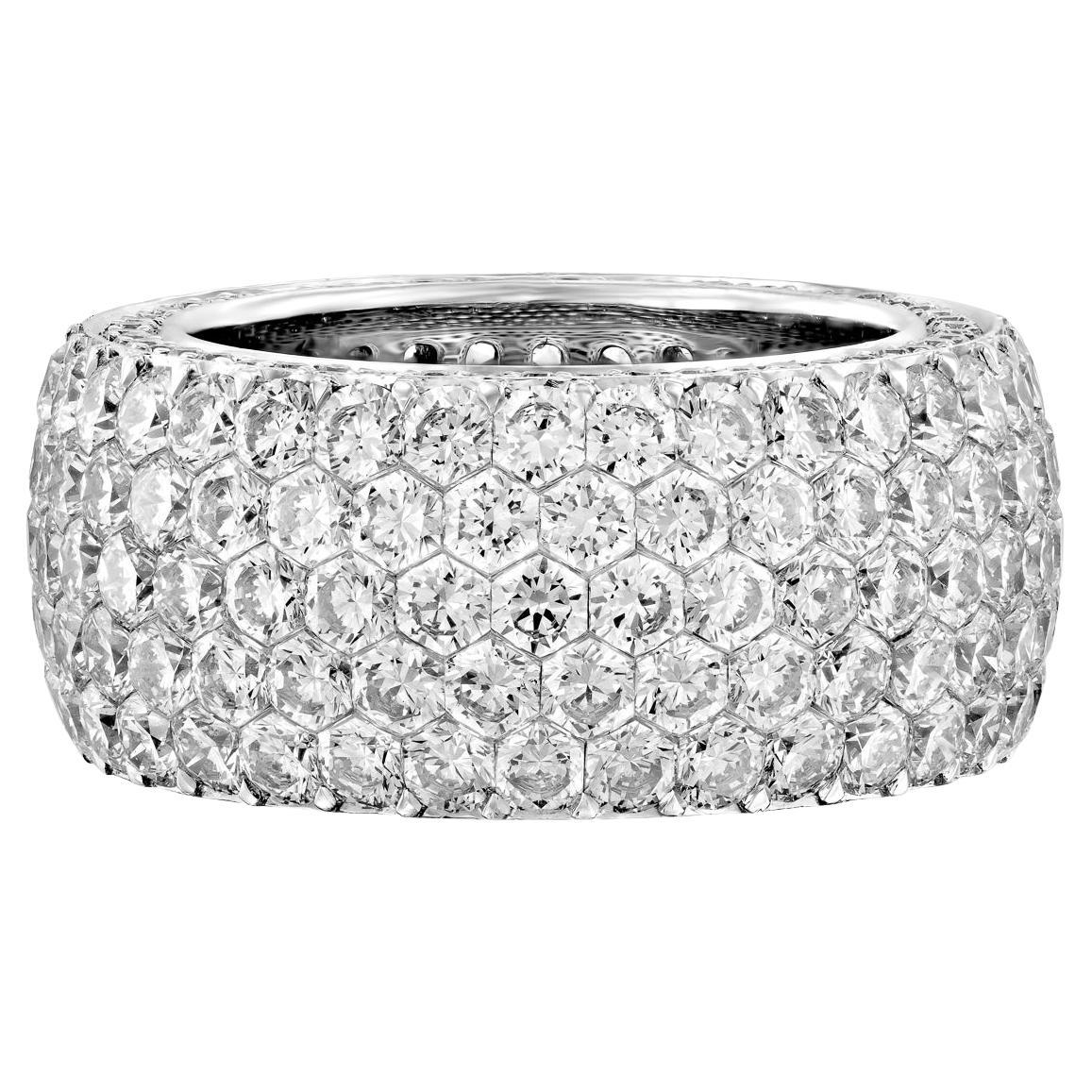 Geraldo 11,55 Karat 5 Row Diamant-Weißgold-Ring mit unsichtbarer Fassung