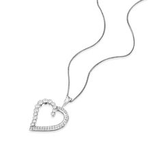 Geraldo 1.34 Carat Diamond White Gold Invisible Setting Heart Pendant