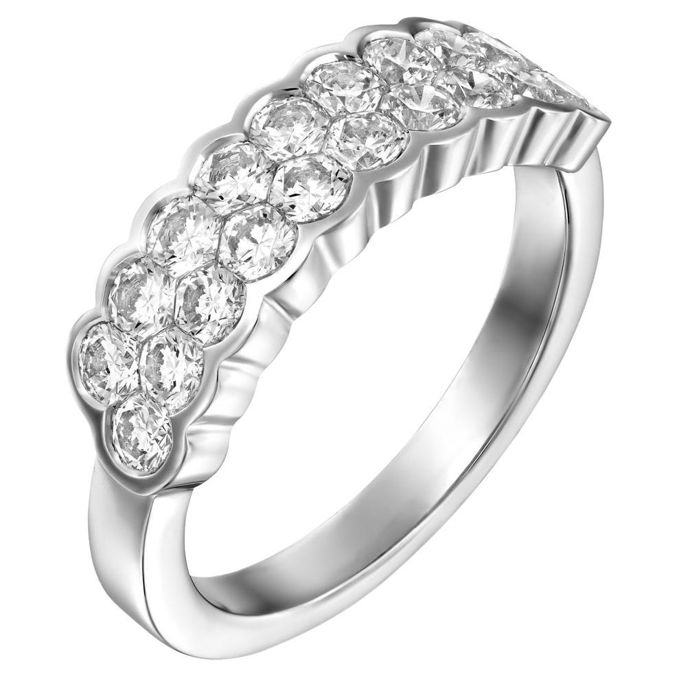 1,5 Karat 2 Row Diamant-Weißgold-Ring mit unsichtbarer Fassung