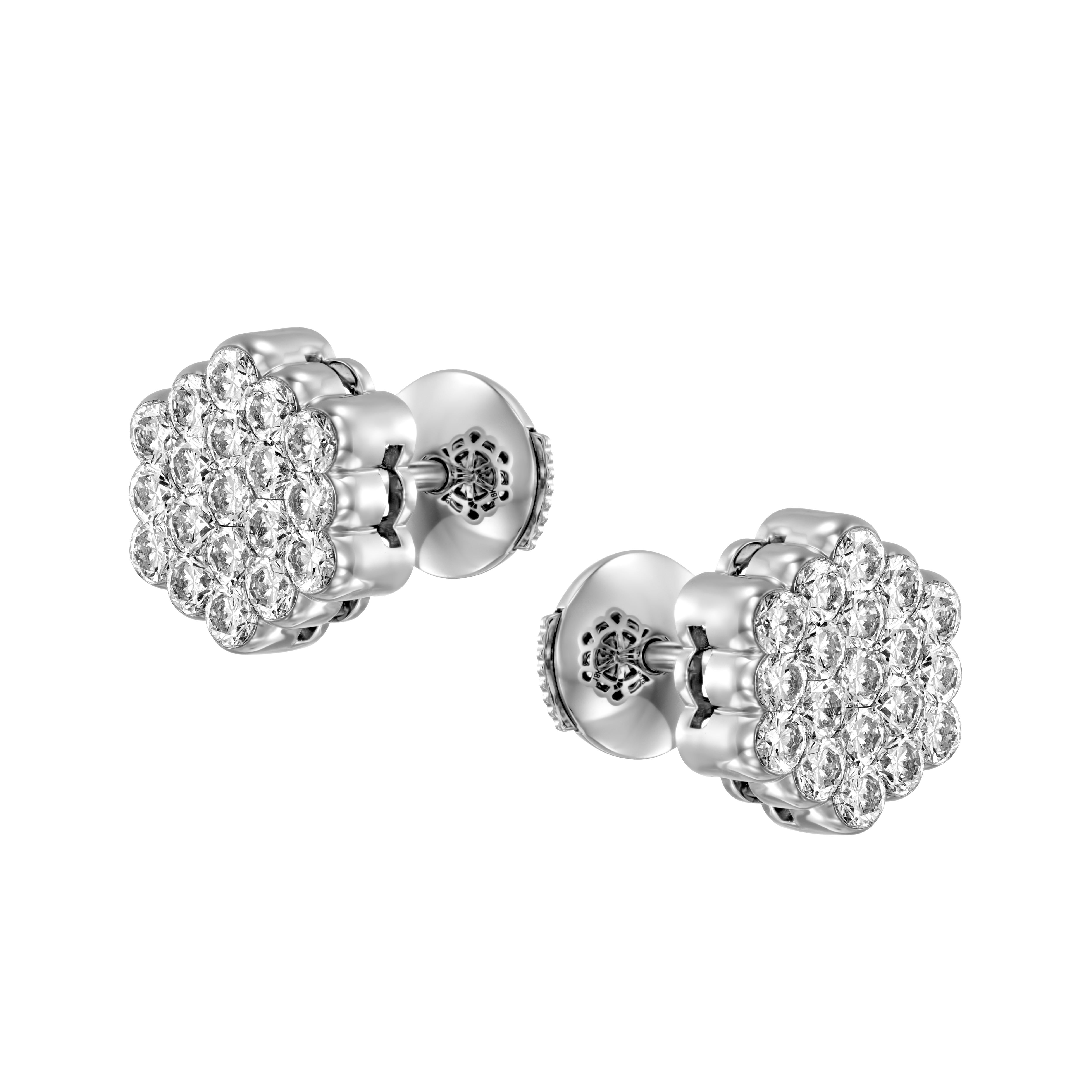 Introducing the captivating Geraldo 1.64 Carat Diamond White Gold Invisible Setting Earrings, a true testament to timeless elegance and exceptional craftsmanship. Crafted with meticulous attention to detail, these earrings are designed to enhance