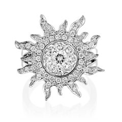 Unsichtbarer Sonnenschliff-Ring aus Weißgold mit 1,9 Karat Diamanten von Geraldo