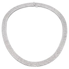 Geraldo 57.10 Carat 4 Row Diamond White Gold Invisible Setting Necklace