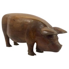Geraldo Brazilian Noble Wood Carving Representing Pig, circa 1960