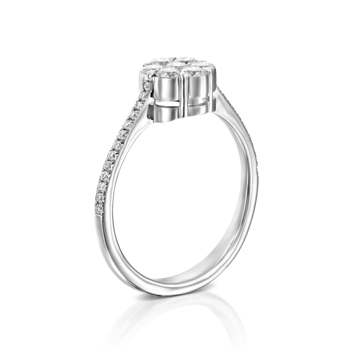 For Sale:  Geraldo Classic Diamond White Gold Invisible Setting Floral Ring 3