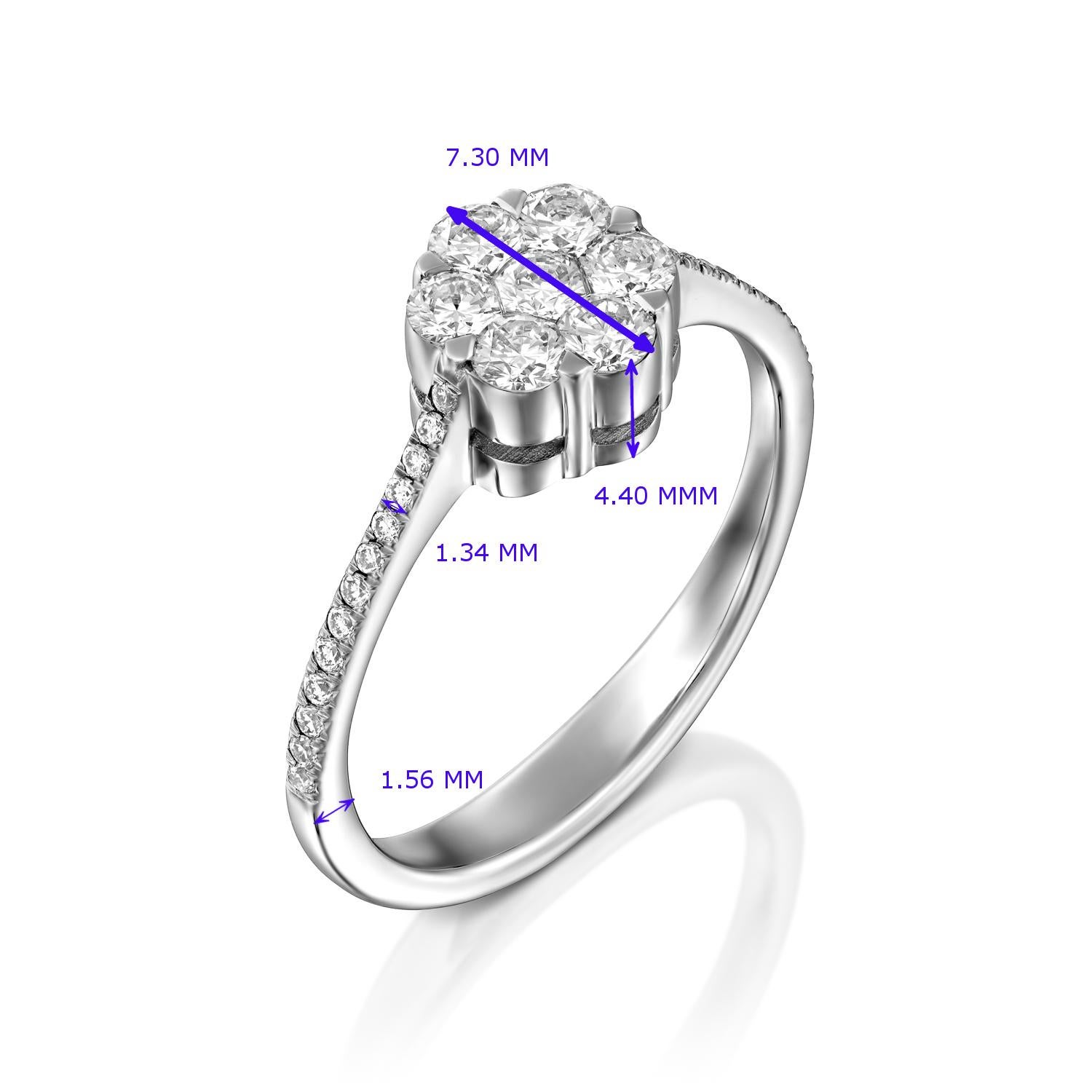 For Sale:  Geraldo Classic Diamond White Gold Invisible Setting Floral Ring 4