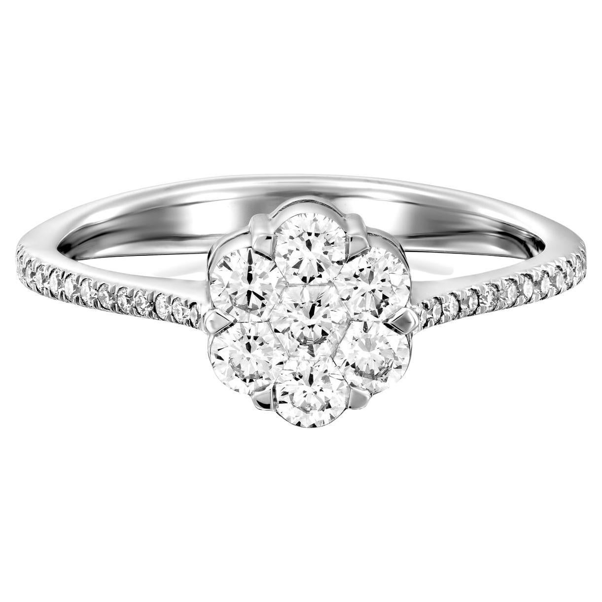 For Sale:  Geraldo Classic Diamond White Gold Invisible Setting Floral Ring