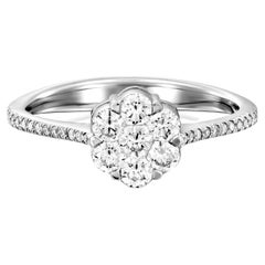 Geraldo Classic Diamond White Gold Invisible Setting Floral Ring