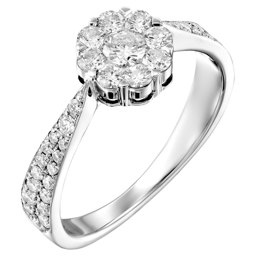 Geraldo Classic Diamond White Gold Invisible Setting Ring