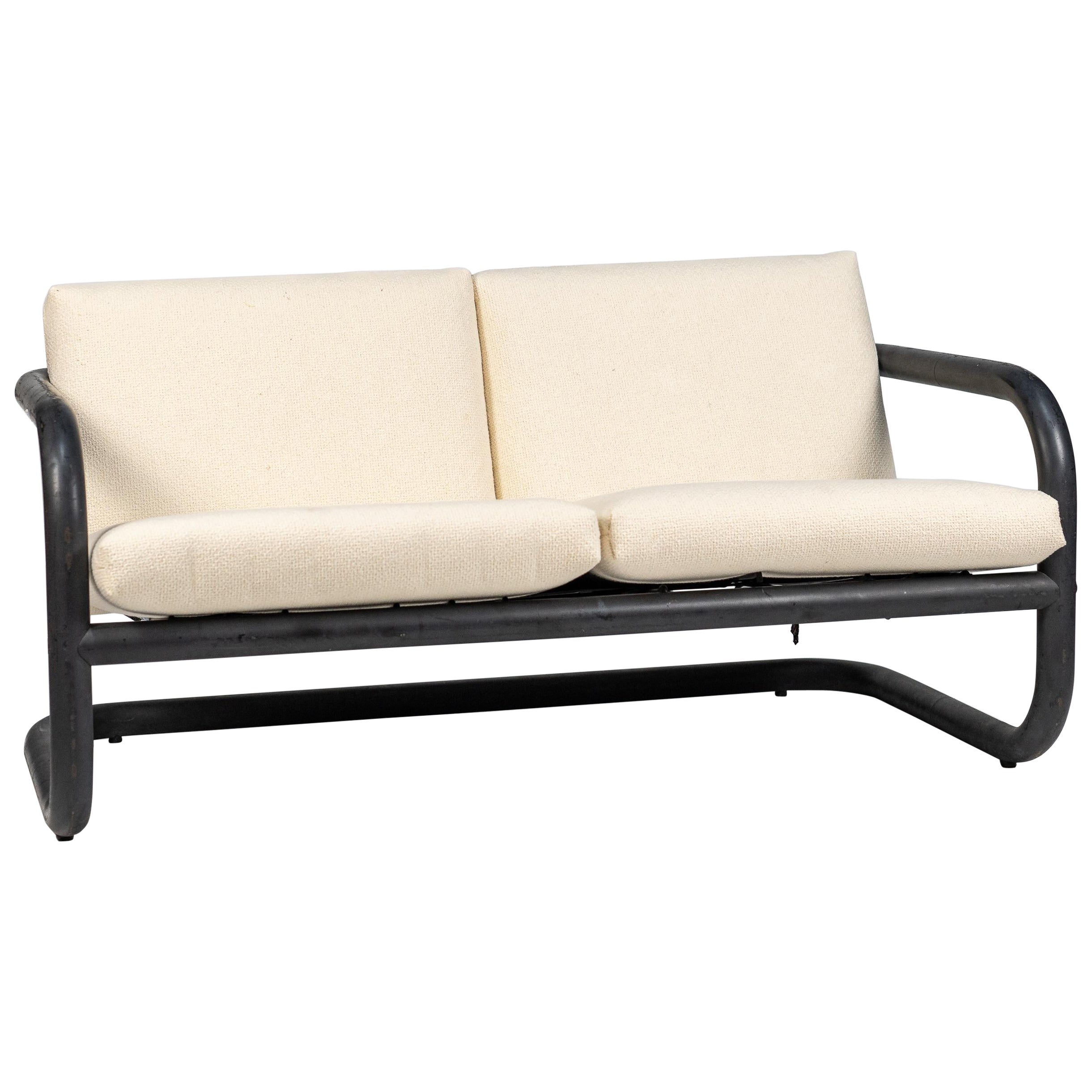 Geraldo de Barros, 2-seater metal and upholstery sofa, c. 1970 For Sale