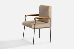 Geraldo de Barros Atribución, Sillón, Hierro, Madera, Tela, Brasil, Años 60