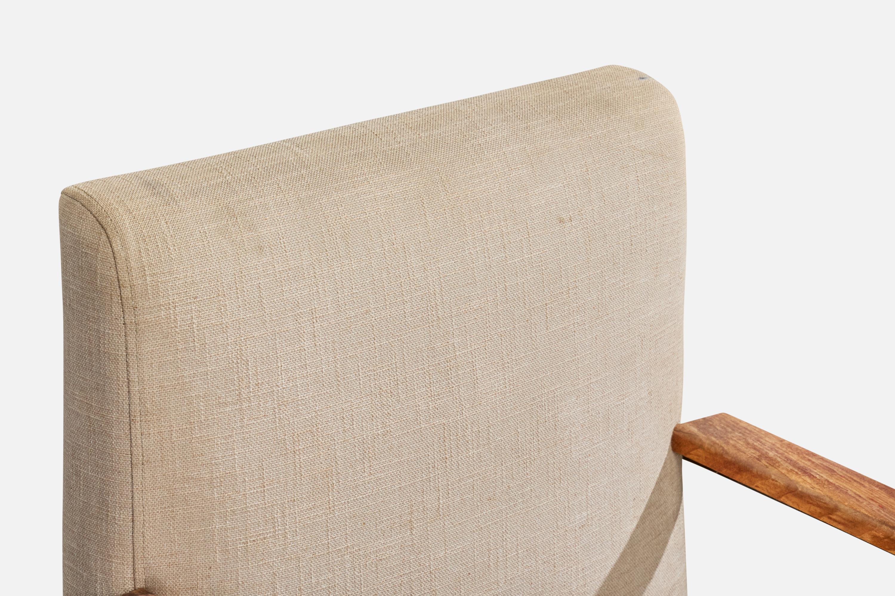 Geraldo de Barros Atribución, Sillón, Hierro, Madera, Tela, Brasil, Años 60 en venta 2