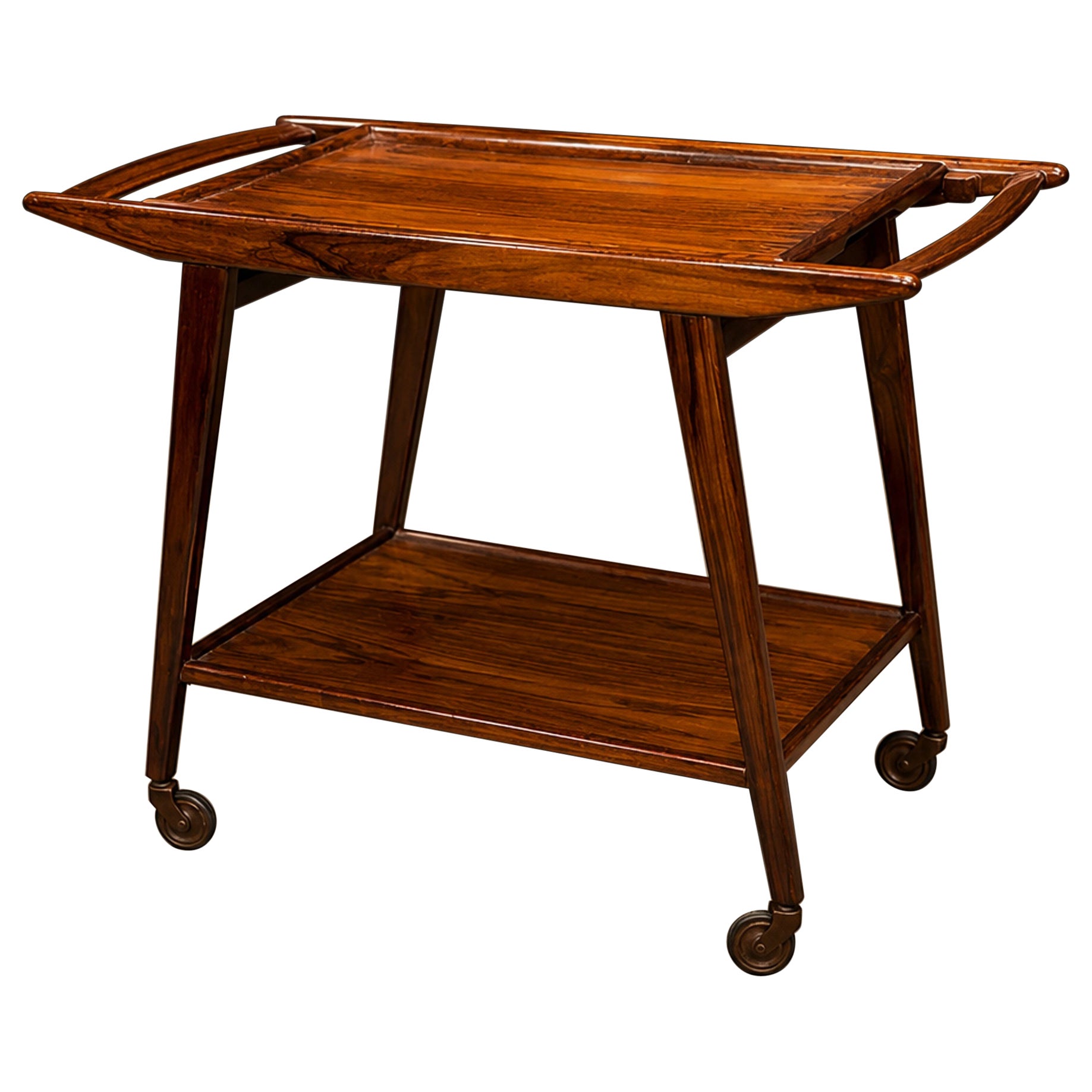 Geraldo de Barros for Unilabor Bar Cart in Jacaranda & Hardwood, Brazil, 1960s