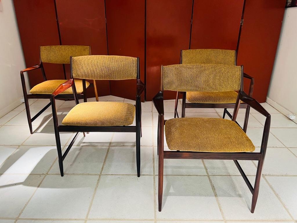 Geraldo de Barros set of 4 brazilian Jacaranda circa 1960 For Sale 1