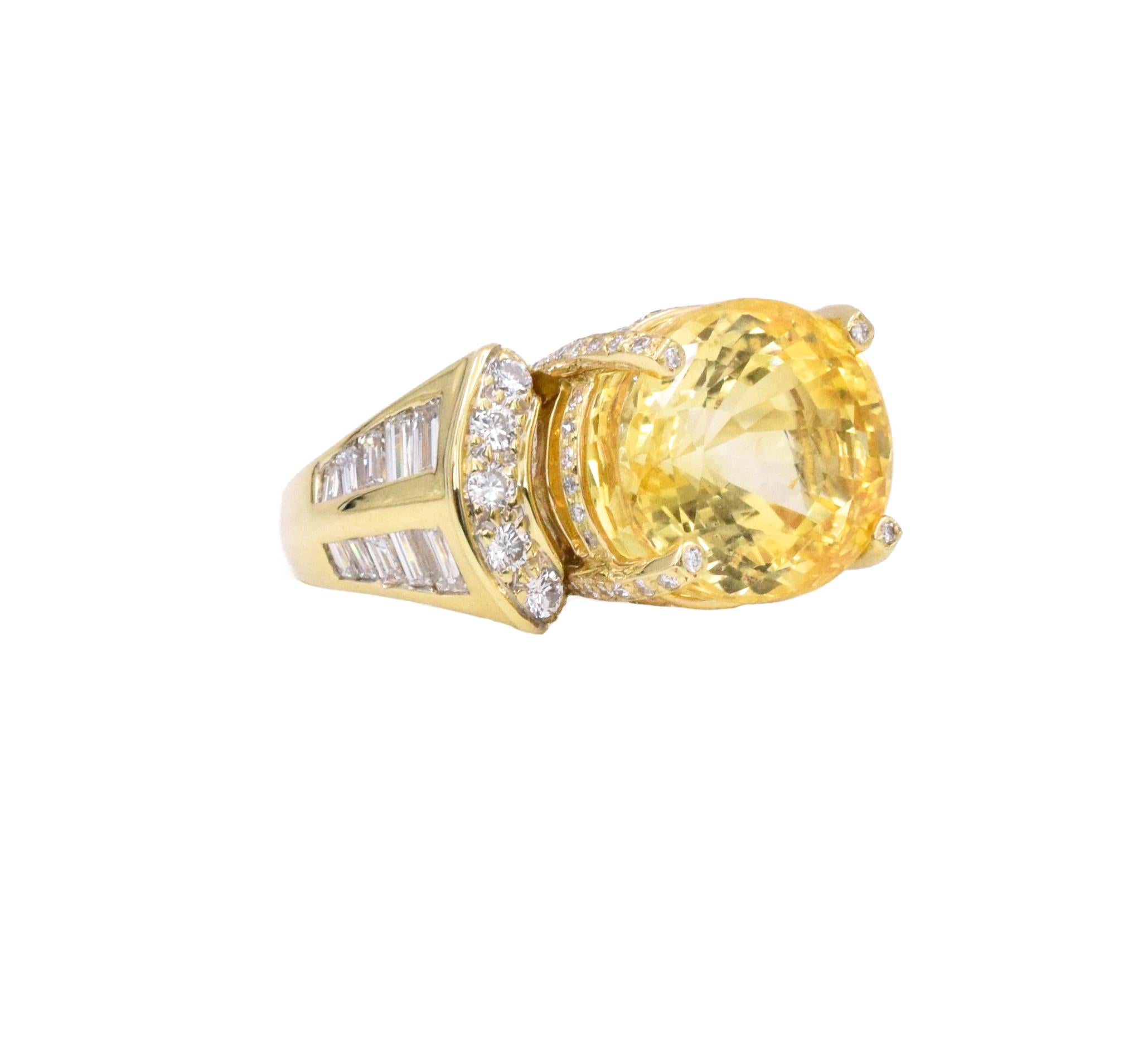 Oval Cut NALLY AGL Yellow Sapphire and Diamond Ring