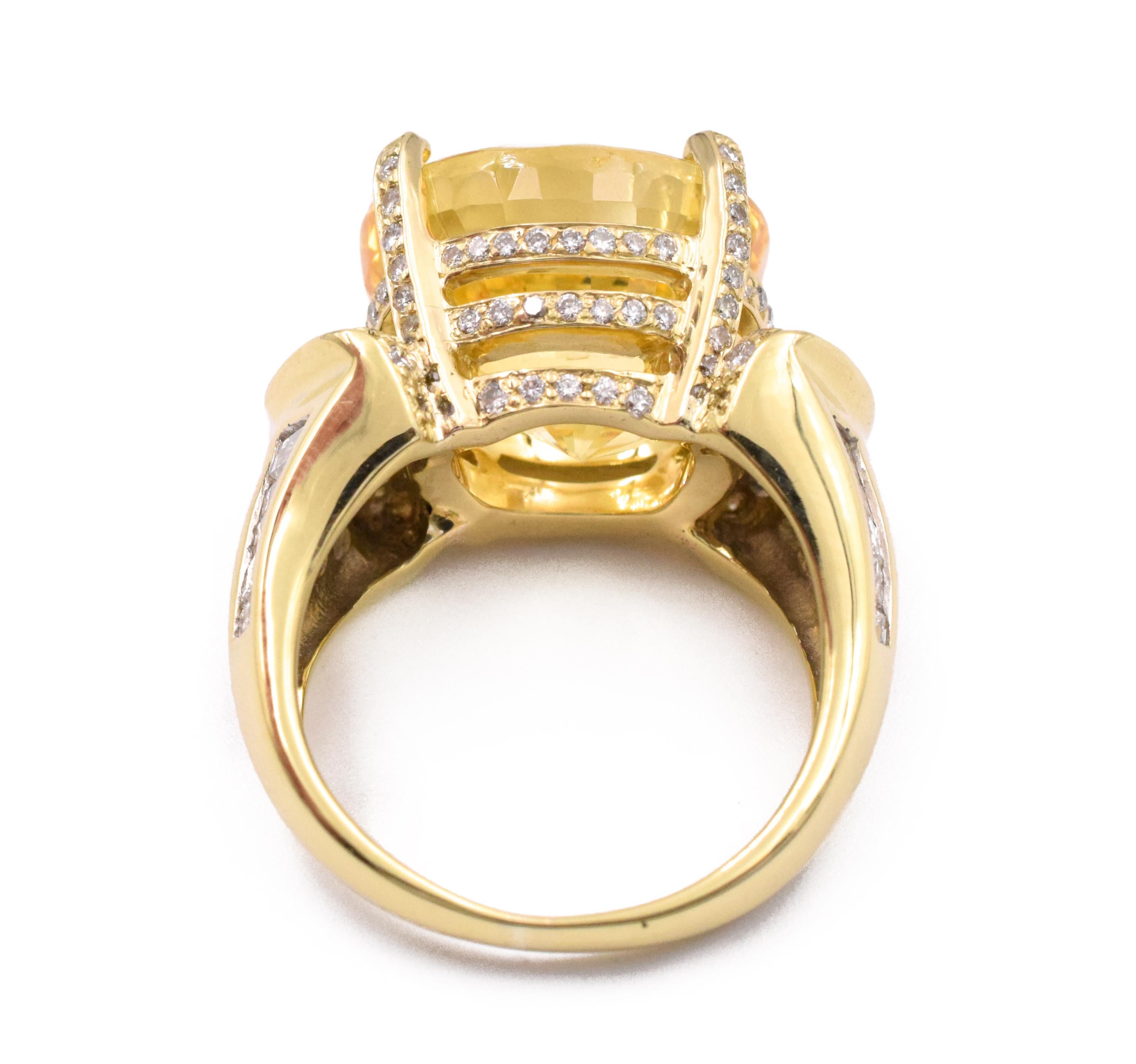 NALLY AGL Yellow Sapphire and Diamond Ring In Excellent Condition In New York, NY