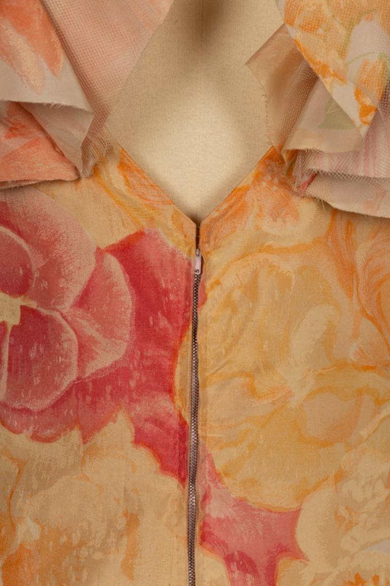 Gerard Blaise Long Dress in Orange and Pink Tones For Sale 1