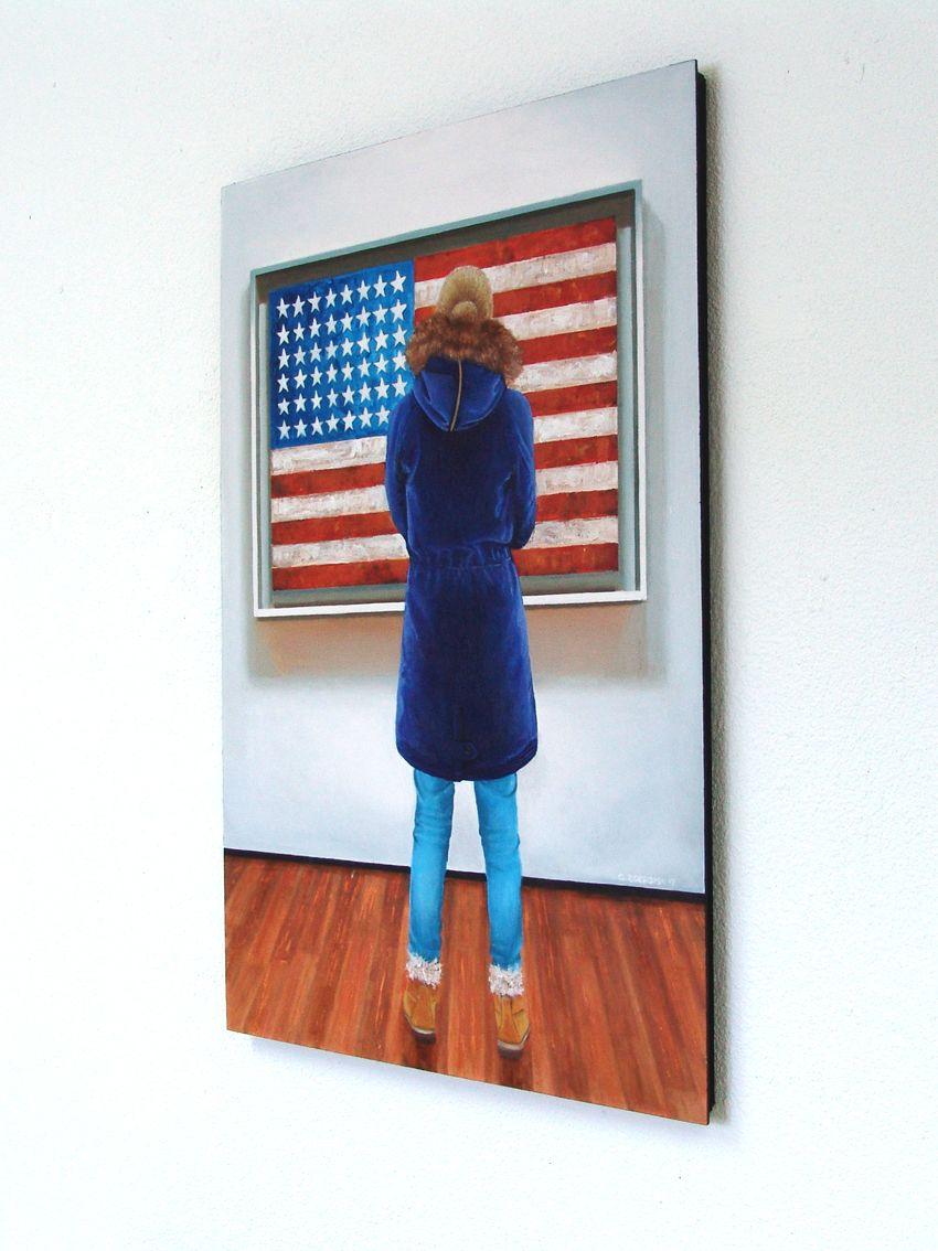 american flag painting on wood