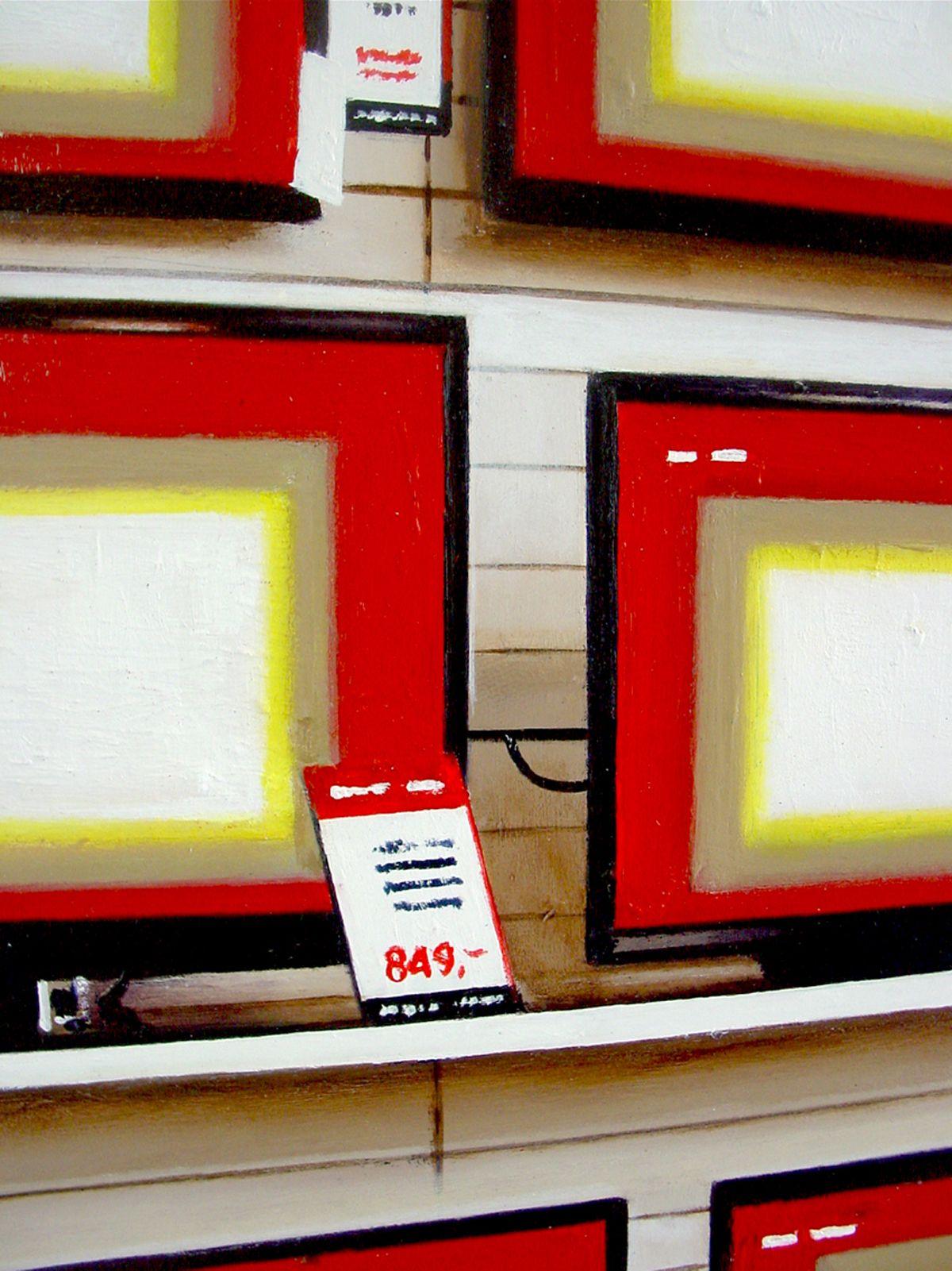 Flat Screens, Painting, Acrylic on Wood Panel 1
