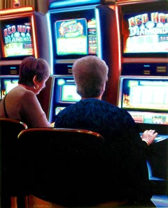 Gambling Ladies, Painting, Acrylic on MDF Panel