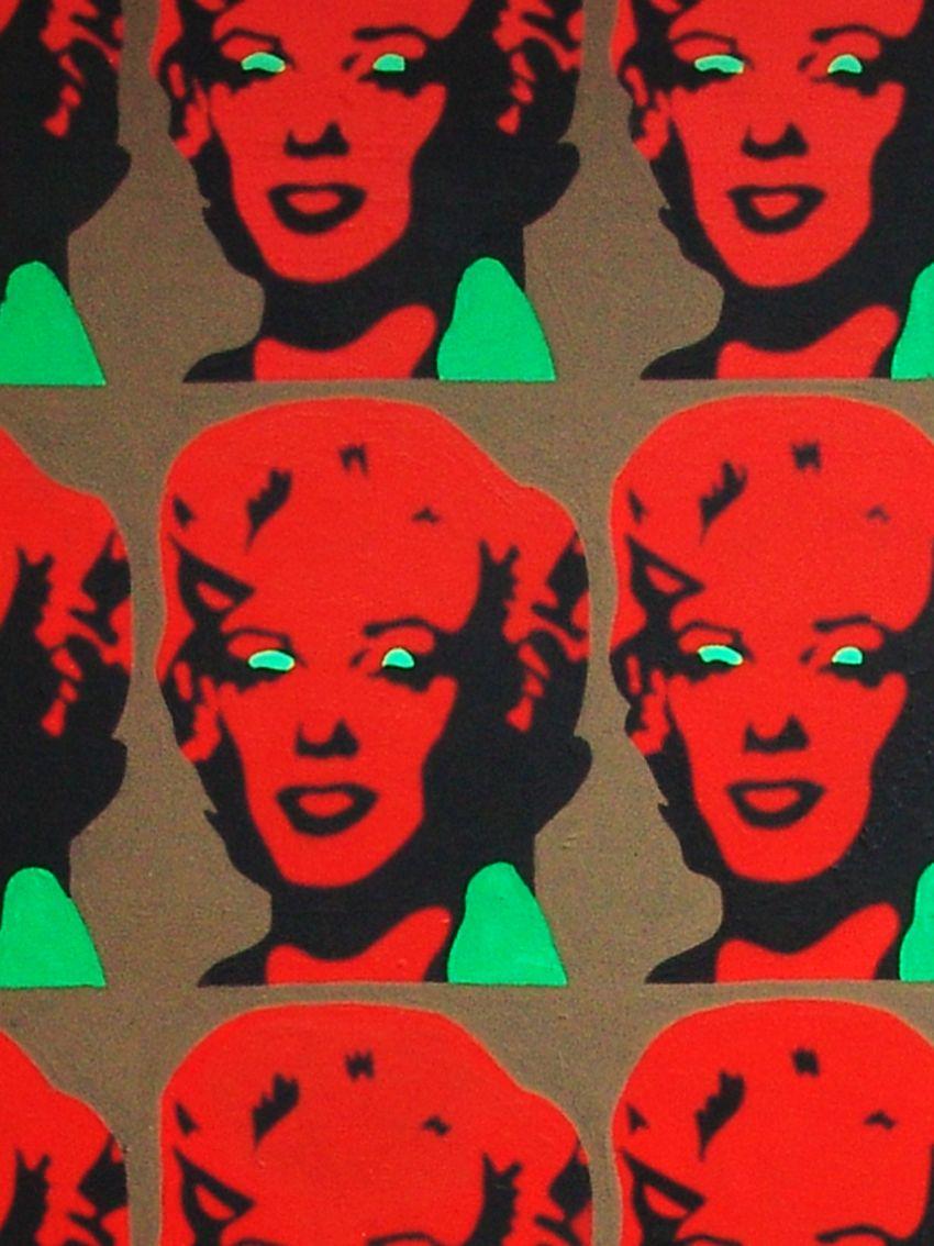 Red Marilyns, Painting, Acrylic on Wood Panel 3