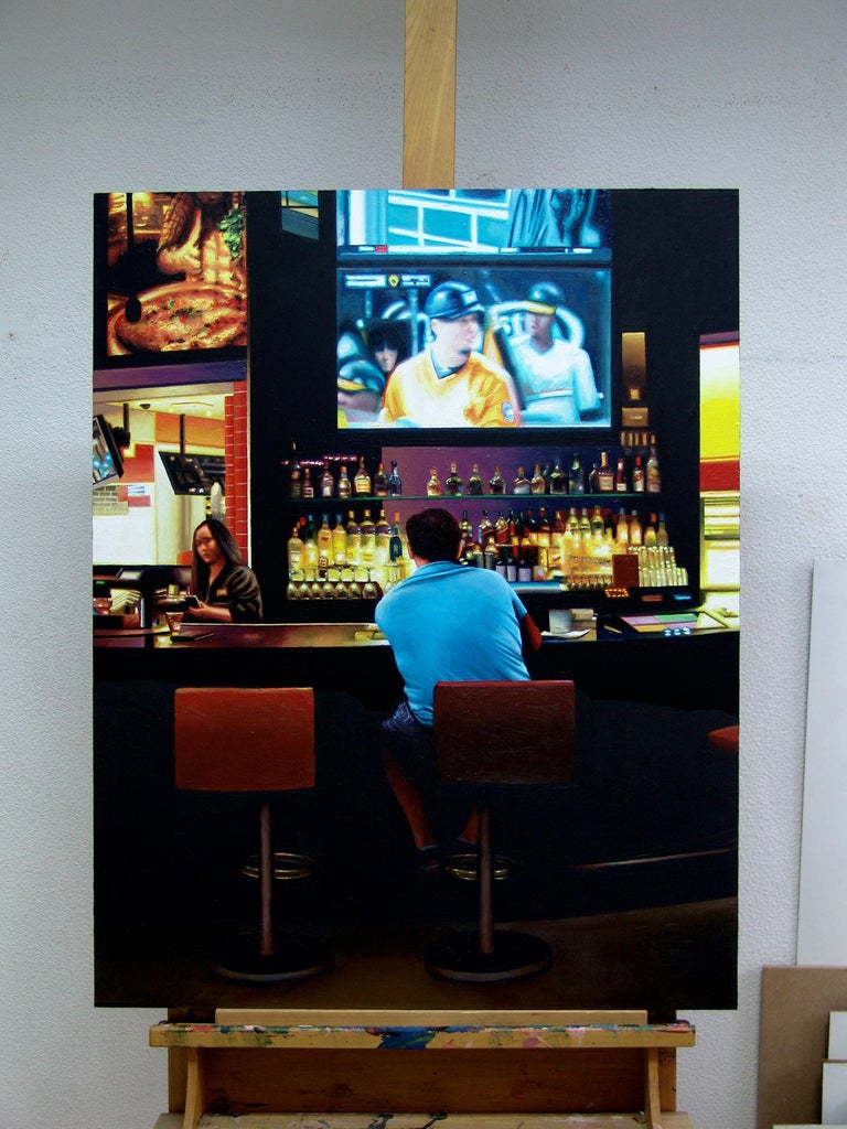 Gerard Boersma Sports Bar In Las Vegas, Painting, Acrylic on Wood