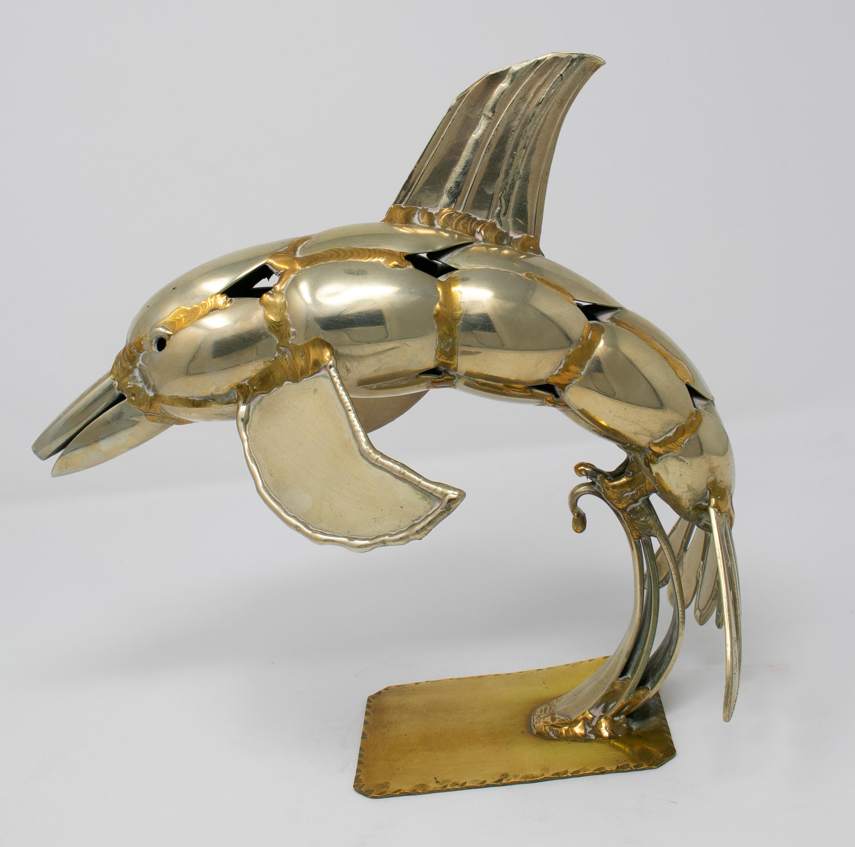 Gerard Bouvier Metal Cutlery Dolphin Sculpture, circa 1970 In Good Condition For Sale In Marbella, ES