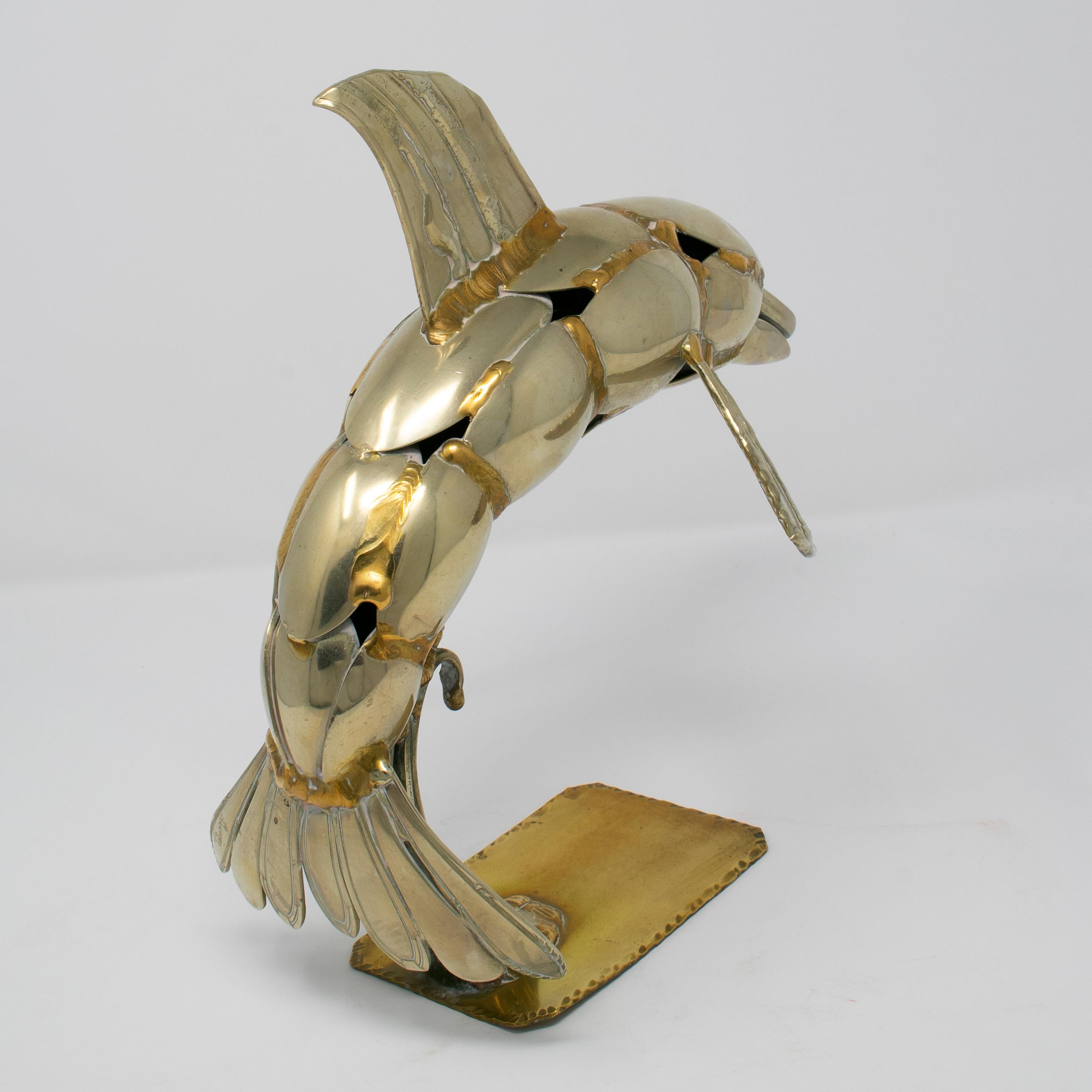 Gerard Bouvier Metal Cutlery Dolphin Sculpture, circa 1970 For Sale 1