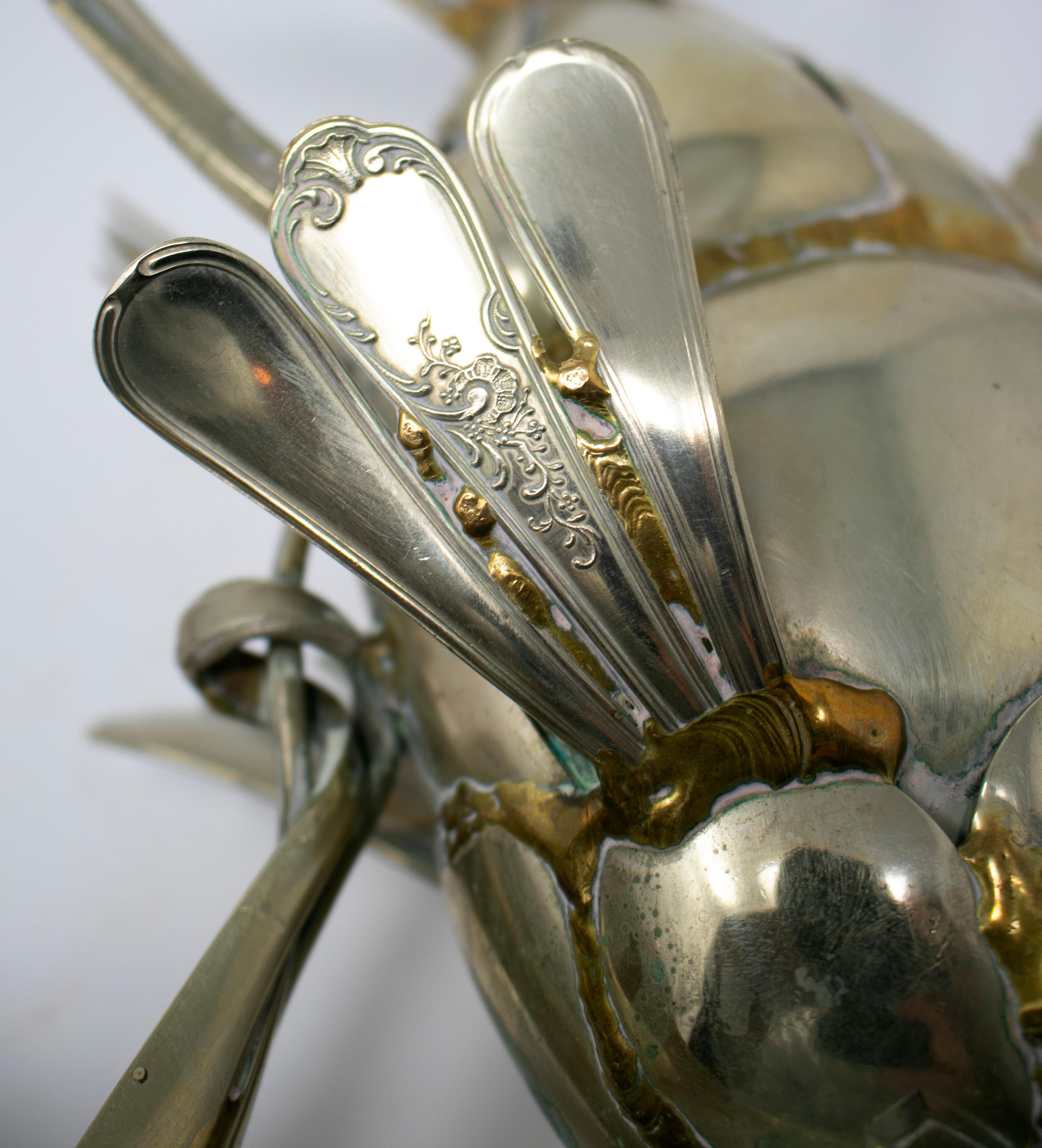 Français Sculpture de poissons couverts en métal Gerard Bouvier:: circa 1970