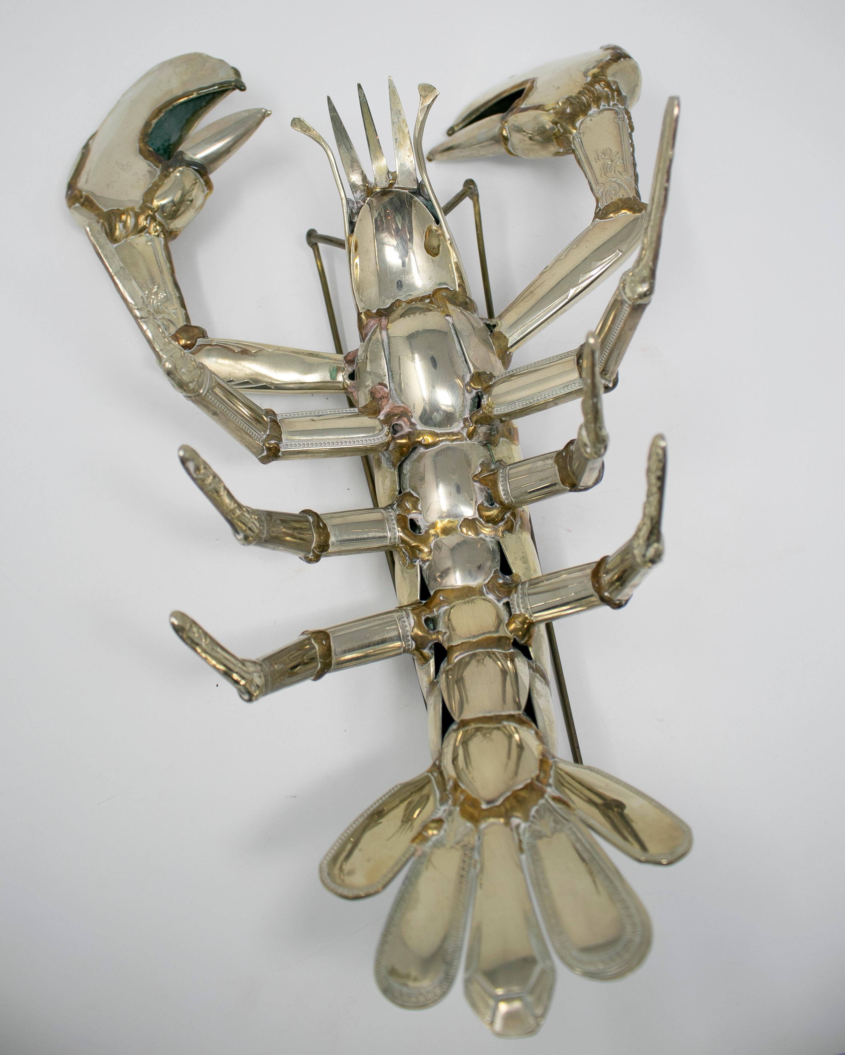 Gerard Bouvier Metal Cutlery Lobster Sculpture, circa 1970 3