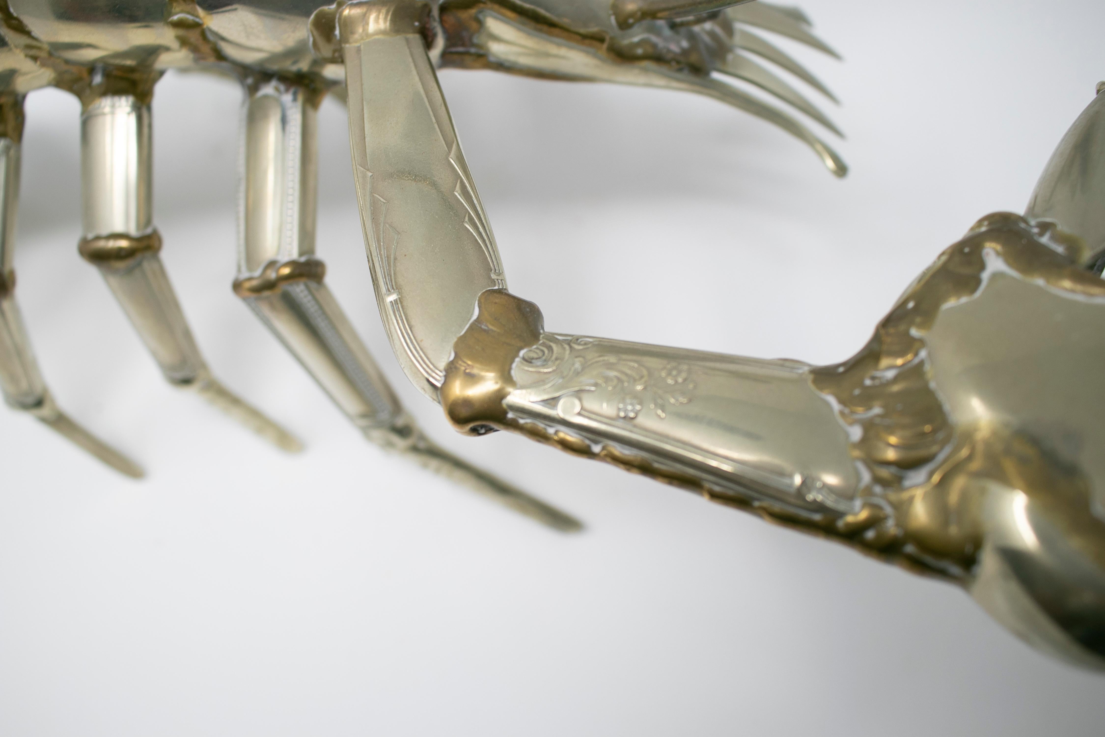 Gerard Bouvier Metal Cutlery Lobster Sculpture, circa 1970 9