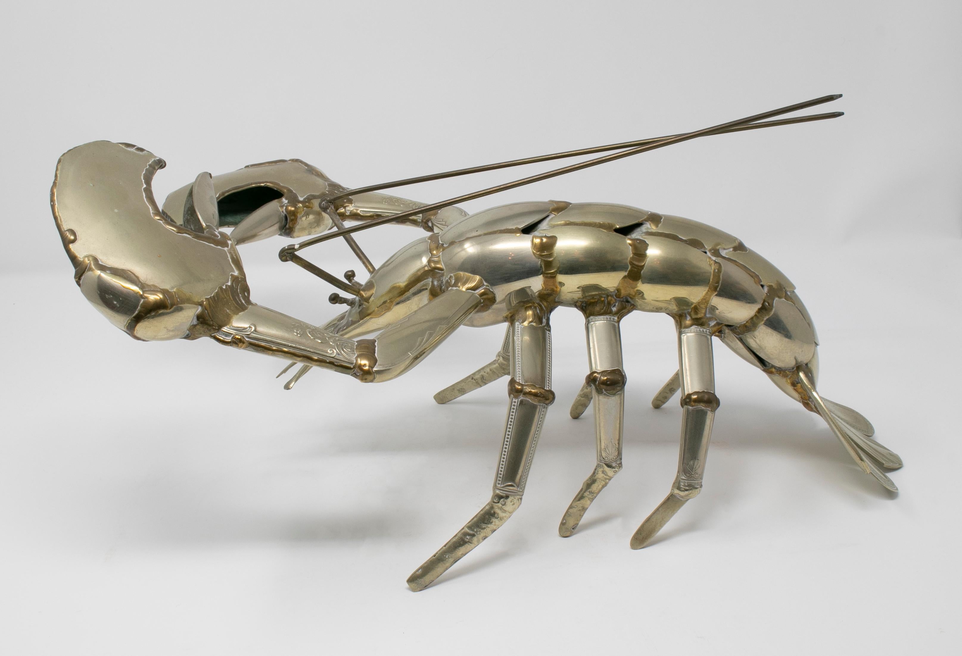 20th Century Gerard Bouvier Metal Cutlery Lobster Sculpture, circa 1970