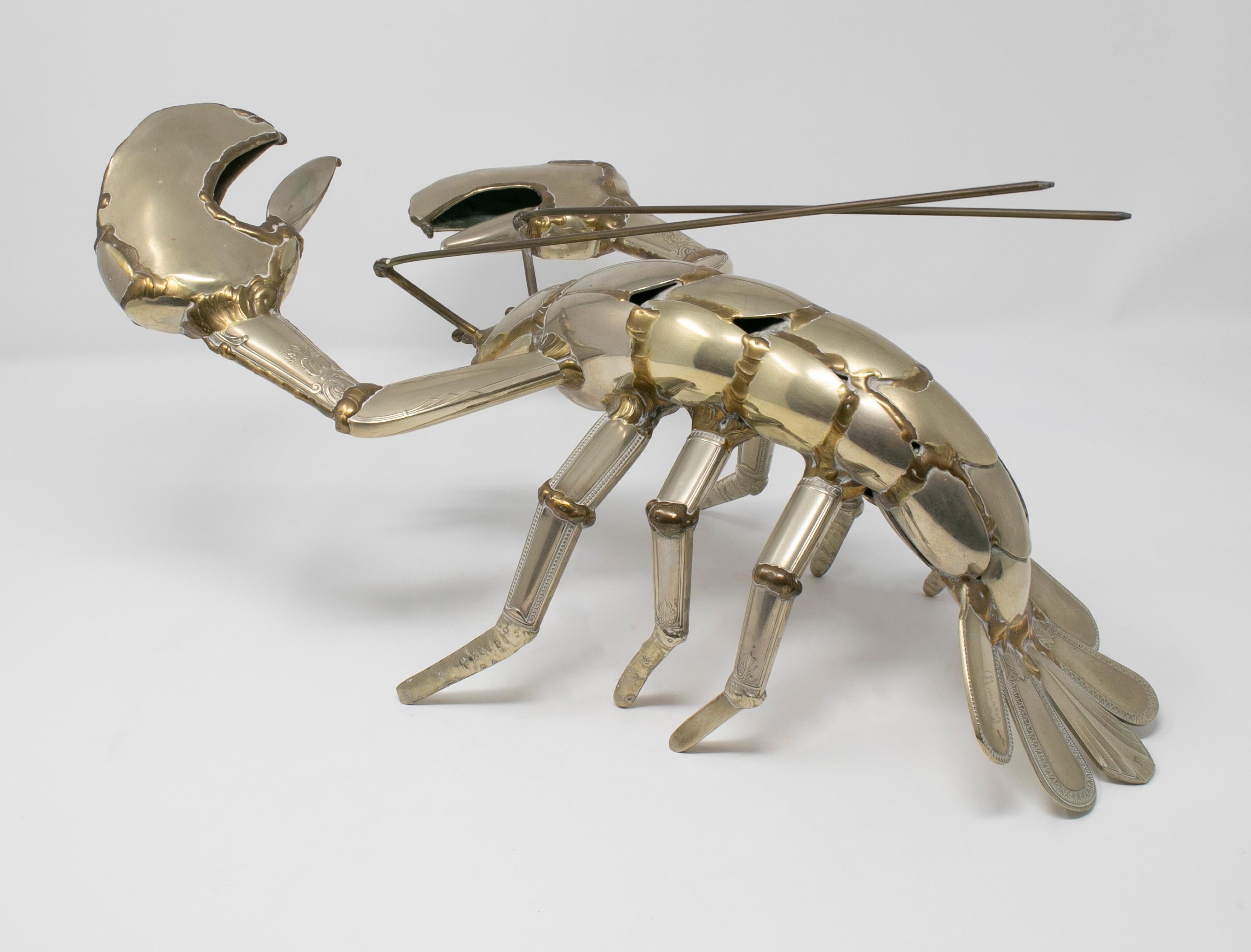 Gerard Bouvier Metal Cutlery Lobster Sculpture, circa 1970 1