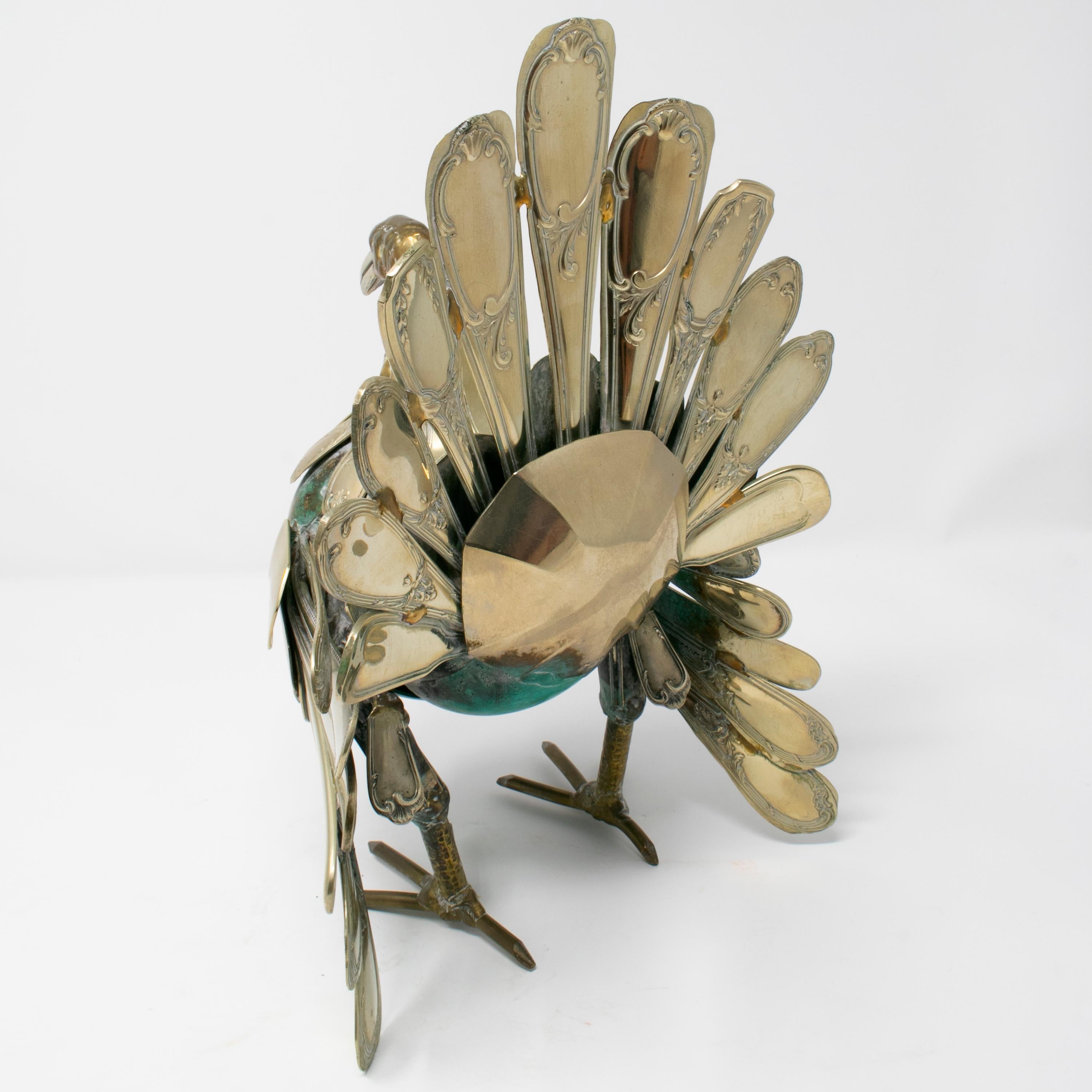 Gerard Bouvier Metal Cutlery Turkey Sculpture, circa 1970 In Good Condition In Marbella, ES