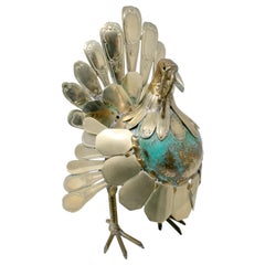 Gerard Bouvier Metal Cutlery Turkey Sculpture, circa 1970