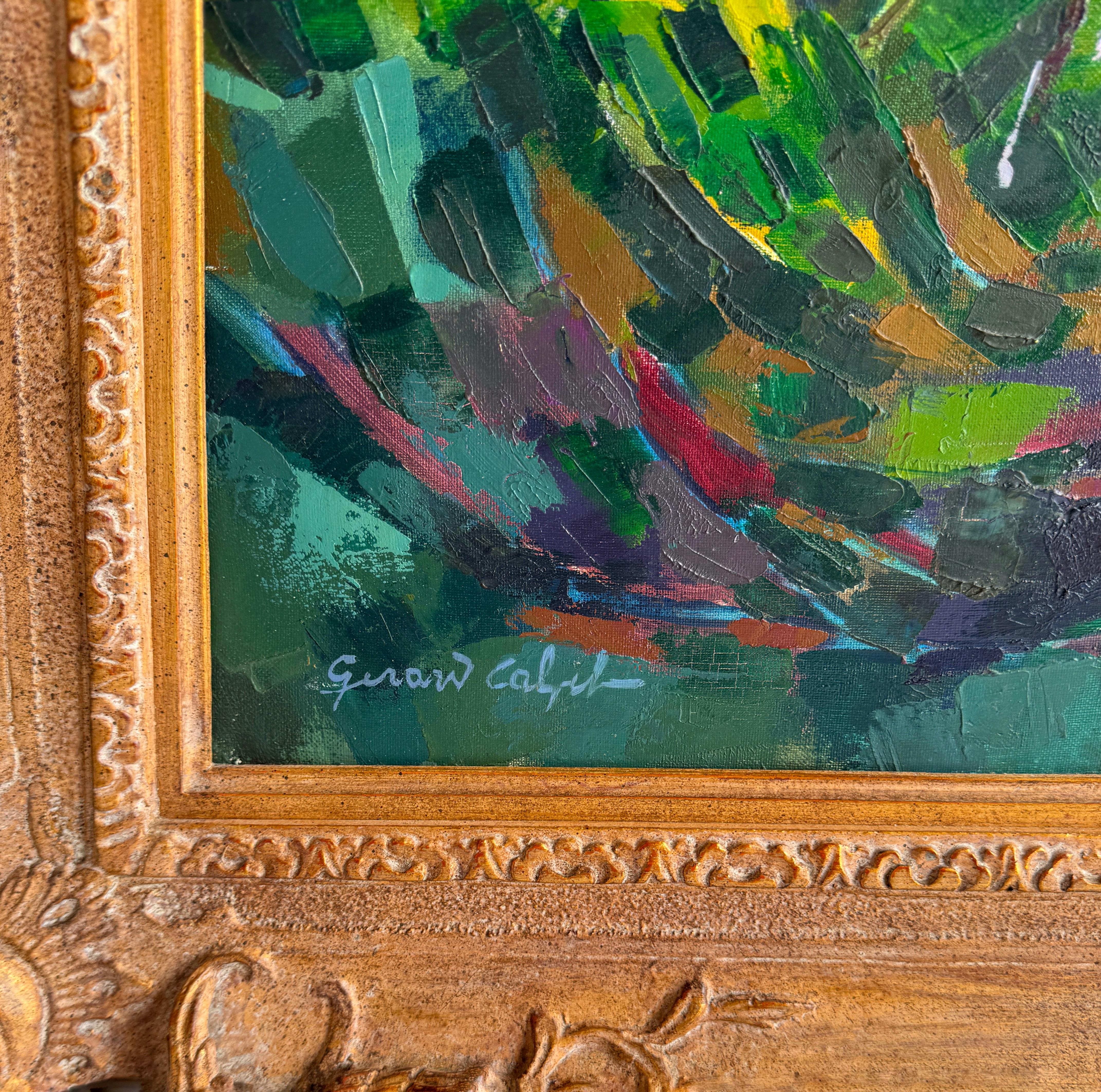 XX secolo Gérard Calvet Francese, (nato nel 1926) Paesaggio montano espressionista di Gruissan in vendita