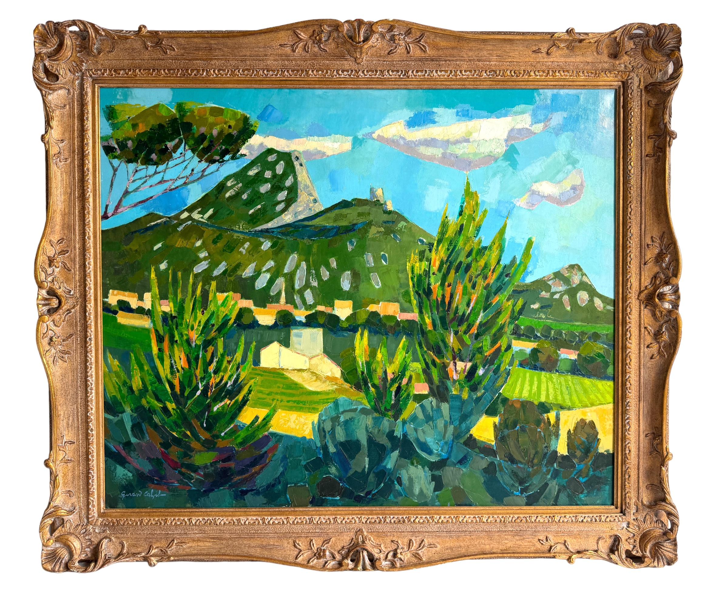 Gérard Calvet Francese, (nato nel 1926) Paesaggio montano espressionista di Gruissan in vendita 2